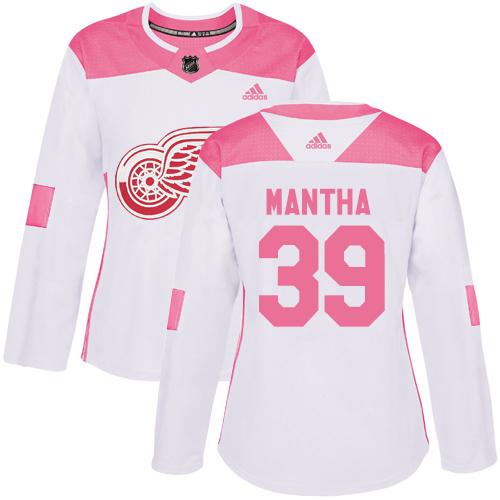 Adidas Red Wings #39 Anthony Mantha White/Pink Authentic Fashion Women's Stitched NHL Jersey